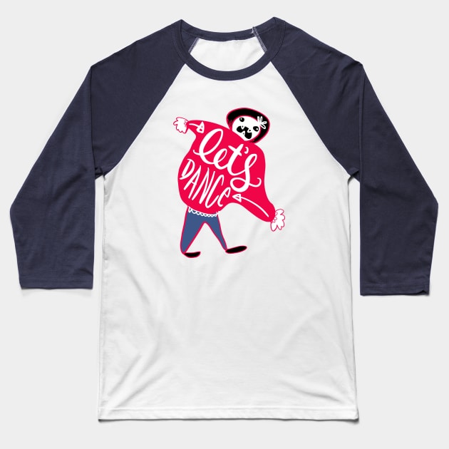 Let's Dance Party Monster: Funny Socially Awkward Creature Baseball T-Shirt by Tessa McSorley